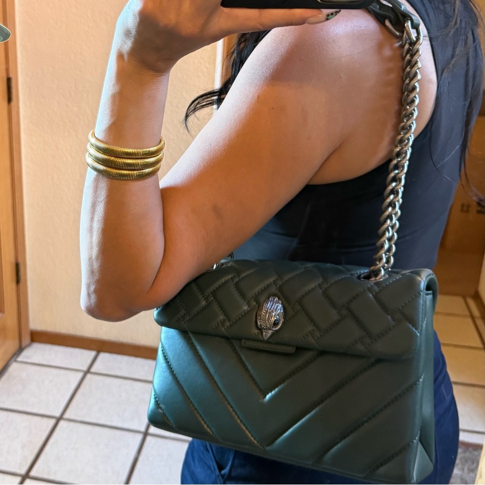 Kurt Geiger Dusky Green Quilted Leather Chain Shoulder Bag - Picture 10 of 10